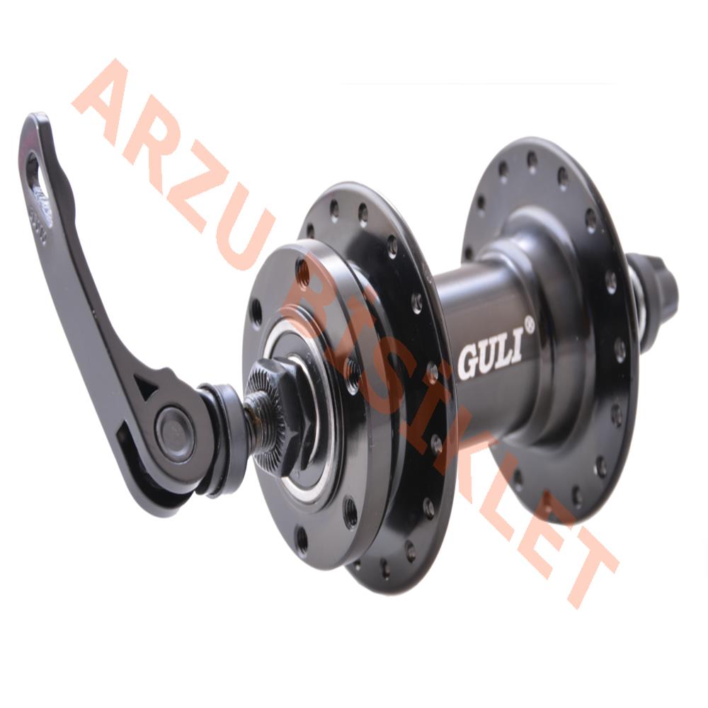 32 DELİK MTB ÖN HAZNE RULMANLI ALÜMİNYUM SİYAH  [DİSK UYUMLU] - MANDALLI