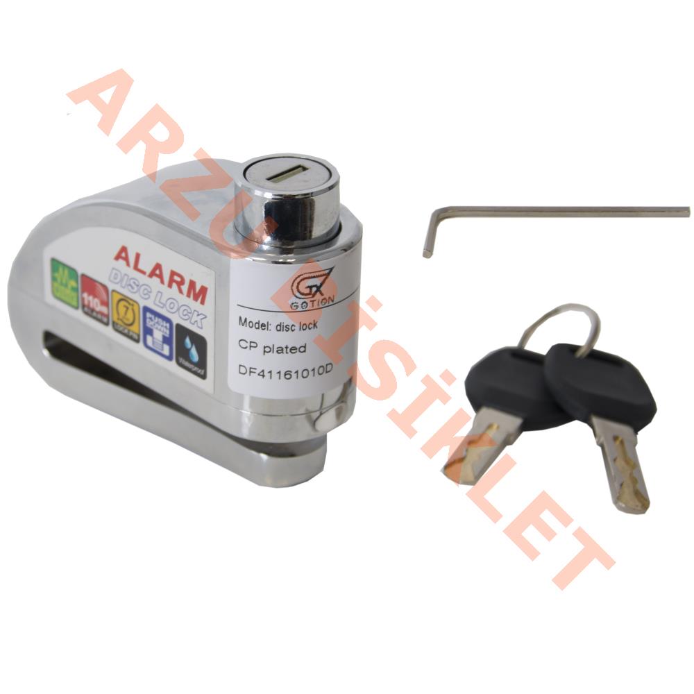 DİSK KİLİT - DÜZ ANAHTARLI - ALARMLI [KROM]