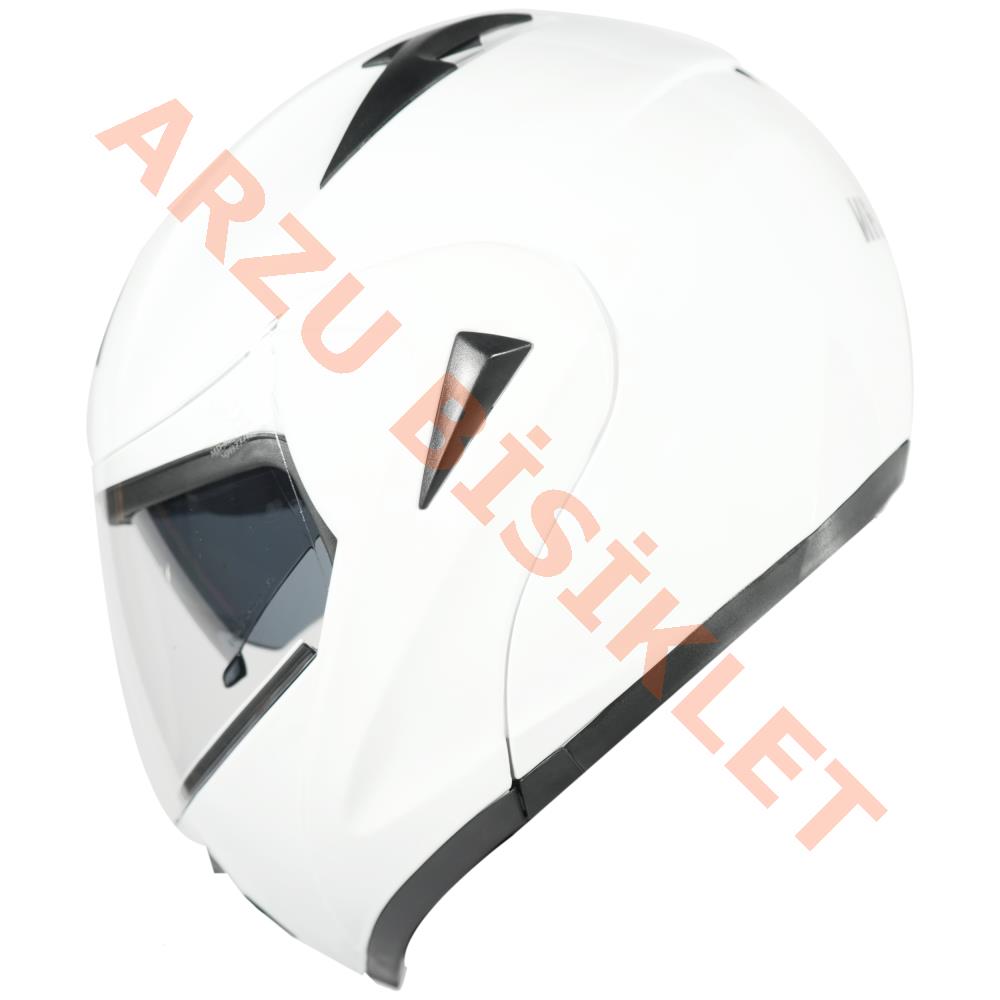 VRT - ÇENE AÇILIR VİZÖRLÜ KASK [MB808] [BEYAZ] [M]